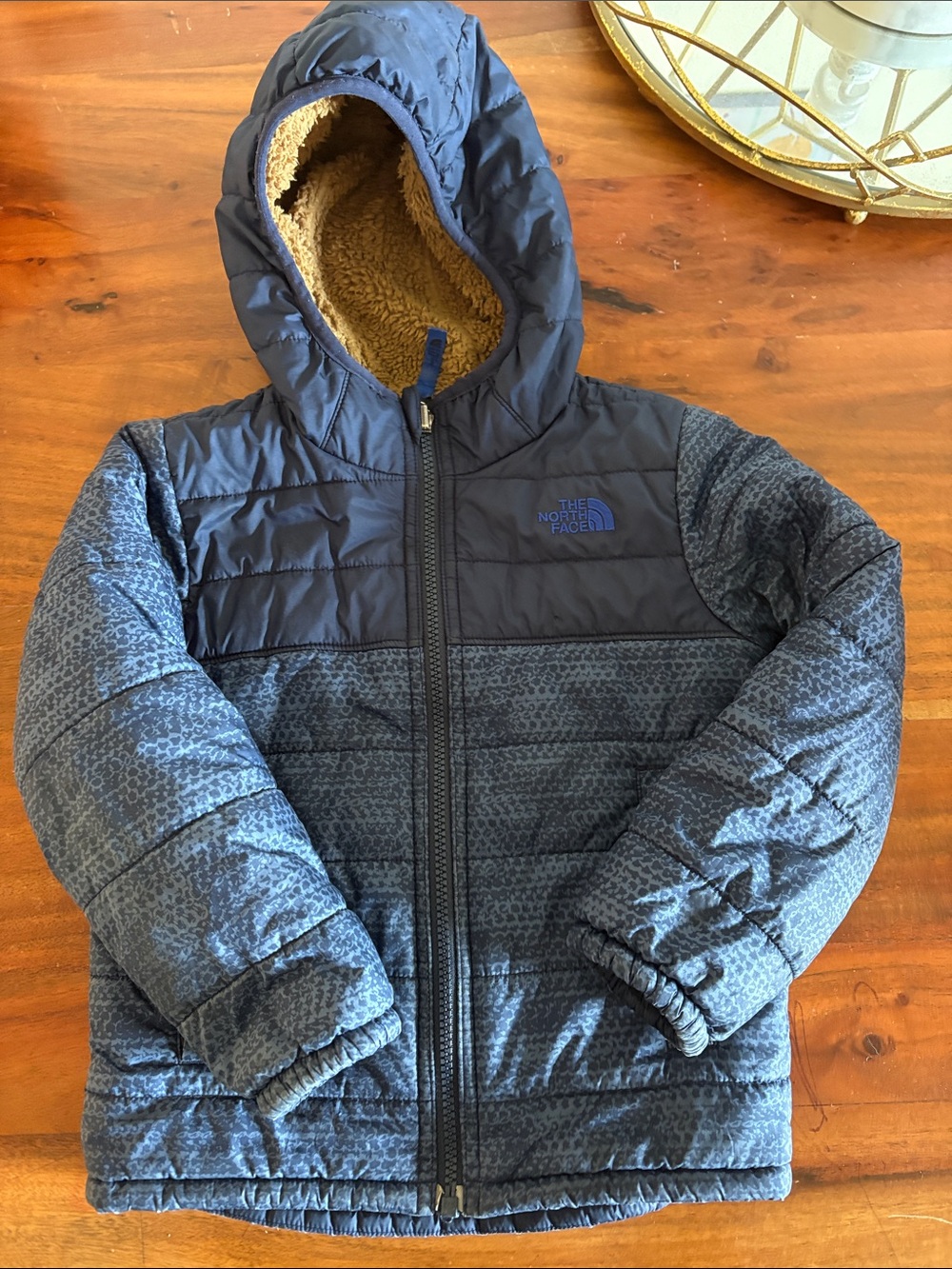 The North Face Kids Navy Blue Hooded Puffer Jacket